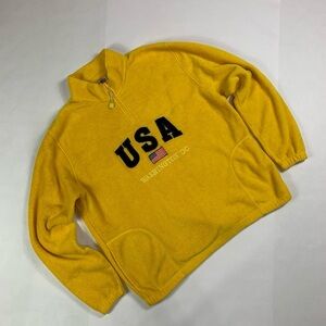 Joe’s 2000s Yellow Fleece Quarter Zip USA Washington DC US Flag Men Size 2XL
